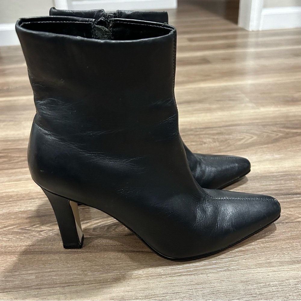 HILLARD AND HANSON Dolly Leather Almond Toe Ankle Boots Women Black Size 8